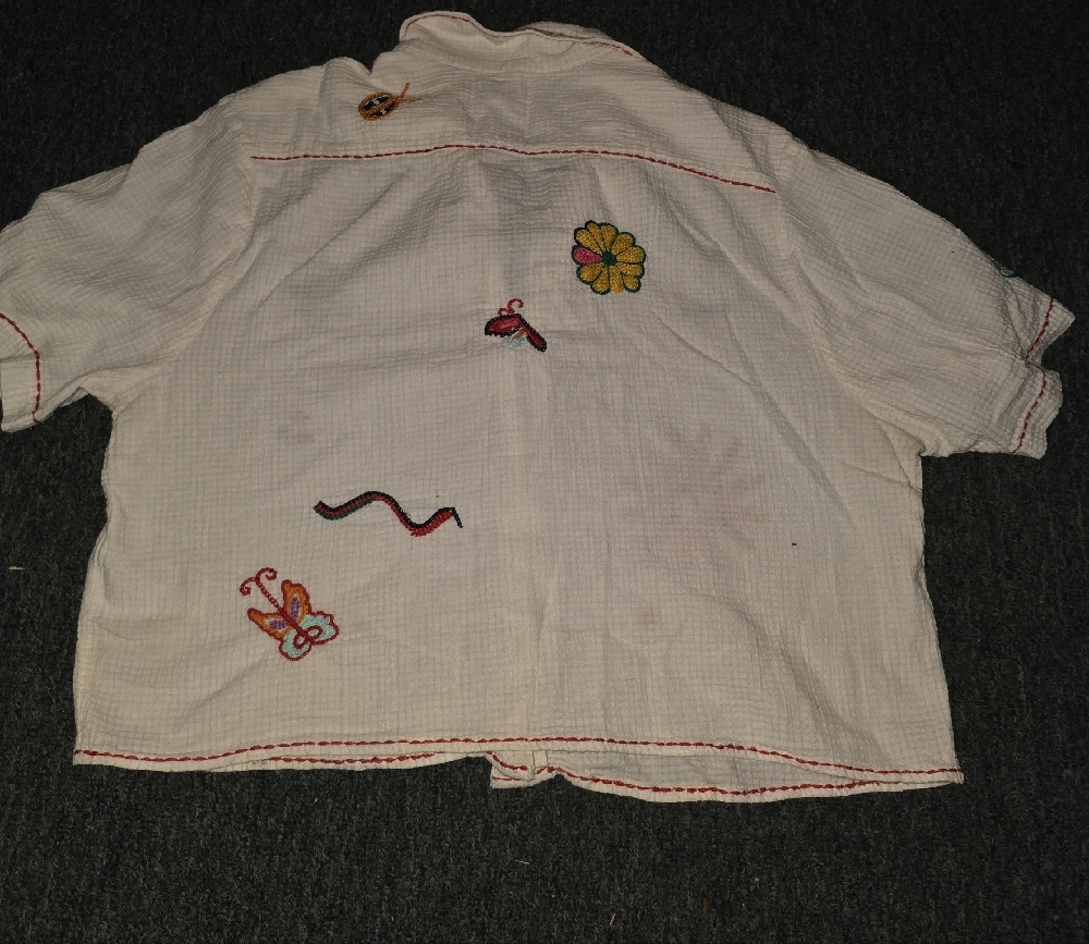 Embroidered Cream Cotton Button-Up Top - Picture 2 of 3